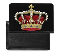 King and Crowned Printed Passport Holder Cover PU Leather Travel Waterproof Slim Passport Wallet for Airport