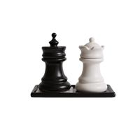 King and Queen Chess Piece Qtip Holder Bathroom Set with Mini Chessboard Base, Novelty Ceramic Storage Containers for Toothpicks, Cotton Swabs, Floss - Elegant Desk Decor, Unique Gift for Chess Lovers