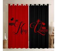 King and Queen Crown Blackout Curtains Her King and His Queen Curtains 2 Panels 38"Wx45"L,Romantic Valentine's Day Curtains & Drapes 50th Anniversary Decorations,Couple Gifts for Him and Her