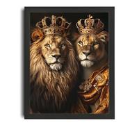 King And Queen Of The Jungle Painting Lion And Lioness Print Lion King Art Print Poster A4 - Wall Art Home Decor Movie Poster Canvas Film Cinema Retro Vintage Cult Classic Nostargic Saga Modern repri