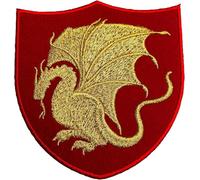King Arthur Pendragon Patch (4 Inch) Red Velvet + Gold Embroidery Iron-on/Sew-on Badge Dragon Emblem Merlin Costume Cosplay Cloak Robe Jacket Gift Patches