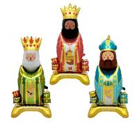 King Balloons 3 Pieces - Standing Epiphany Decoration | Large Inflatable Aluminium Figures in King Shape, Nativity Set Up Birthday Parade Festive Photography Background
