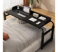 King Bed Over Desk Height Adjustable Standing Workstation Large Capacity Rolling Table for Home Office Black Fits King & Queen Beds Modern Design