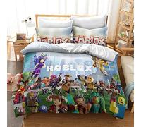 King Bedding Duvet Cover Set - Game Roblox 3 Piece Microfiber Comforter Set Quilt Cover and 2 Pillow Shams for Men Women (pattern 04,Single(135x200cm))