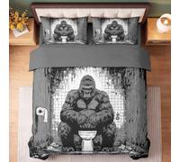 King Bedding Sets 4 Piece - Stylish Animal Bedding Set, Black and White Monkey Fitted Sheet and Pillow cases Soft Microfiber Duvet Cover for Boys & Girls