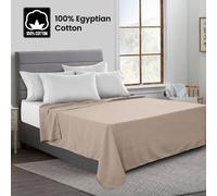 (King, Beige) 100% Egyptian Luxury Cotton Flat Bed Sheets Single Double King Size UK