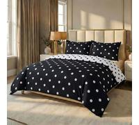 (King, Black and White Dotted) Imperial Rooms Polka Dot Duvet Cover Set Reversible Quilt Cover Set with Pillowcases Single Double King Sizes