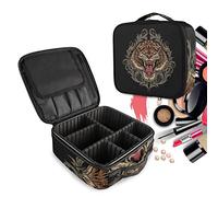King Black Angry Tiger Make Up Bag Toiletry Case Zipper Makeup Cosmetic Bags Organizer Pouch for Free Compartment Women Girls