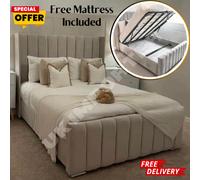 (King, Black Plush without Gas Lift) Luxury Winged Panel Plush Upholstered Velvet Bed Frame Optional Gaslift Ottoman Storage