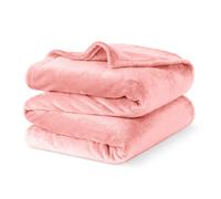 LIVIVO Flannel Fleece Blanket- Super Soft Cosy Cuddly Sofa Throw - Perfect For Bed, Sofa, Travel, Picnic & Camping - Single/Double/King (Blush Pink, King (U.K. Standard))