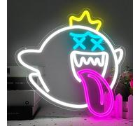 King Boo Neon Sign Ghost Led Neon Light with Dimmable switch Gaming Neon Sign for Kids Game Room Man Cave Birthday Halloween Decor Christmas Gift