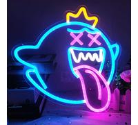 King Boo Neon Sign Ghost Led Neon Light with Dimmable switch Gaming Neon Sign for Kids Game Room Man Cave Birthday Halloween Decor Christmas Gift