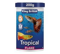 King British | Tropical Fish Flake 200g | Multi-Vitamin Complete Food | Clear Water Formula Natural Ingredients | For Tropical & Other Aquarium Fish