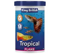 King British | Tropical Fish Flake With Immuno Health Booster | Complete Food for Tropical Fish | Helps Prevent Infection and Disease | High Protein Content | Includes Essential Vitamins | 200g