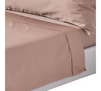 Homescapes Sateen Cotton Flat Sheet 400 TC in Brown | Size: King Flat Homescapes Brown King Flat