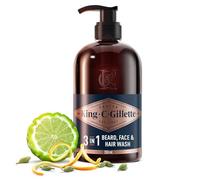 King C. Gillette Beard Shampoo & Face Wash, 350 ml, with Coconut Water, Argan Oil & Avocado Oil, Helps Beard Growth