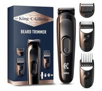King C. Gillette Cordless Beard Trimmer, Electric Razor with Lifetime Sharp Blades, Includes 3 Interchangeable Hair Clipper Combs, Gifts for Men, 2 Pin UK Plug
