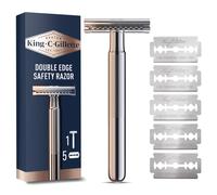 King C. Gillette Double Edge Safety Razor, Platinum Coated Blades,...