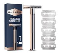 Gillette King C Double Edge Safety Razor for Men + 5 Platinum Coated Double Edge Blades, Gift Set Ideas for Him/Dad