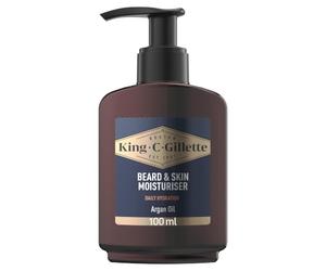 King C. Gillette Face & Stubble Moisturiser for Men, 100ml - Hydrates & Softens Skin and Beard, Vitamin B Complex Formula, Lightweight Non-Greasy Moisturiser, Bergamot Cedarwood Scent