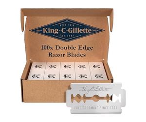 King C Gillette Men's Double Edge Safety Razor Blades, Quality Stainless Steel Coated With Platinum For Durability And Anti-friction Coating For for Comfort, Includes 100 Blades