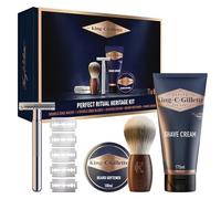King C. Gillette Men's Double Edge Safety Razor Shaving Gift Set, Platinum Coated Blades, Shaving Brush, Beard Softener & Shave Cream, Wet Shave Kit for Precision & Grooming, Gift for Men