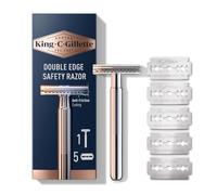 King C Gillette Safety Razor With Chrome Plated Handle And 5 Platinum Coated Double Edge Safety Razor Blade Refills 1 Set