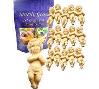King Cake Babies Bulk Bundle Baby Jesus Figurines in a Resealable Mardi Gras Themed New Orleans Souvenir Bundle Bag, Set of 20