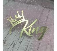 King Cake Topper - Happy Birthday Crown Acrylic Toppers for Cake The Man The Myth The Legend Cake Toppers king Prince Theme Baby Shower Birthday Party/Gender Reveal Party Decorations