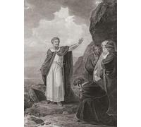 King Canute reproving his courtiers for believing he had power over the elements. He had commanded the sea to stay off his land. When it drenched his feet he rebuked his entourage for their stupid