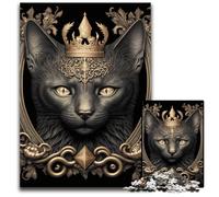 King Cat Golden Art Deco 1000 Piece Jigsaw Puzzle Impossible Jigsaw Puzzles for Adults Ideal for Teenagers & Collectors, Travel Gift, Family Activity 50x75CM/19.68x29.52inch