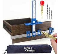 King&Charles Cabinet Hardware Jig, Cabinet Handle Jig + Automatic Hole Punch + Point Drill Bits, Cabinet Jig for Handles and Pulls on Drawers/Cabinets, Cabinet Hardware Template Tool Perfect Set.