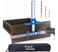 King&Charles Cabinet Hardware Jig, Cabinet Handle Jig with 3pcs Point Wood Drils Bits, Use for Handles Pulls Knobs on Drawers/Doors, Wood Drilling Dowelling Guide Set.