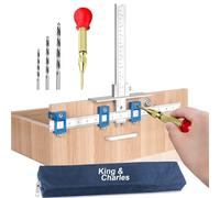 King&Charles Cabinet Hardware Jig, Metal Cabinet Handle Jig + Auto Hole Punch + Point Drill Bits, Cabinet Jig for Handles and Pulls on Drawers/Cabinets, Cabinet Hardware Template Tool Perfect Set.