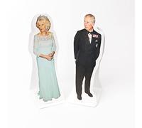King Charles & Camilla Table Top Cardboard Cutout Free Standing Coronation Decorations (9cm wide and 26cm tall)