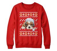 King Charles Cavalier Christmas Jumper Bull Dogs Puppy Xmas Sweatshirt Festive Unisex Sweater, S, Red