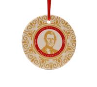 King Charles III Ceramic Round Ornament with Ribbon Made In UK - Image