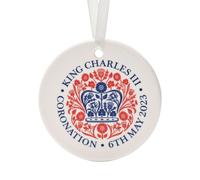 King Charles III Ceramic Round Ornament with Ribbon Made In UK - Official Logo