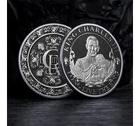 King Charles III Commemorative Metal Coin,King Charles Coronation Silver Color Coin,British King Stereo Embossed Color Decoration Coin for Souvenir,The King of UK Coins Crafts Souvenir Gift-Silver