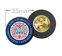 King Charles III coronation official blue logo clutch pin badge - coronation gift - king charles pin badge - metal clasp badge - school badge (1)