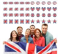 King Charles III Coronation Tattoos,40 Pcs Temporary Tattoo Stickers Fade Resistant England Flag Sticker for King Charles Coronation UK Patriotic Coronation Ceremony Party Favors