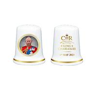 King Charles III Coronation Thimble on Backing Card Memorabilia Souvenir Gift (by LILAJ)