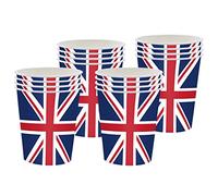 King Charles III Coronation Union Jack Paper Cups, 16 Pack - Great British Souvenir Party Cups for National Events