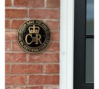 King Charles Iii Cypher Wall Plaque Cast Iron, 24Cm (Indoor/outdoor)