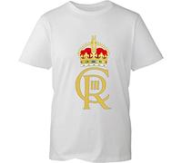 King Charles III Royal Cypher CR III T-Shirt Royal Crown King of The United Kingdom British Monarch Unisex Gift Tee Top (White, 4XL)