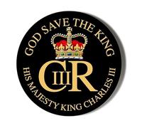 King Charles III Royal Cypher - God Save The King 58mm Large ROUND FRIDGE MAGNET