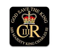 King Charles III Royal Cypher - God Save The King Pack of 10 Square Stickers - 55mm x 55mm