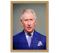 King Charles III Third of England Scotland United Kingdom Speech Photo Artwork Framed Wall Art Print A4 Artery8 Light Oak One Size