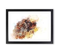 King Charles Spaniel in Abstract Framed Print | A2 Black Framed Wall Art | Ready to Hang | Abstract Animal Picture | Living Room Bedroom Lounge Office