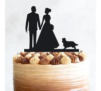 King Charles Spaniel Wedding Cake Topper Cocker Bridal Shower Bride And Groom, 6-7.8 Inch For Party Cake, Lover, Newlyweds Celebration